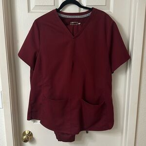 Maroon Red Fabletics Plus Size Scrubs XXL Top and 2XL Tall Bottoms